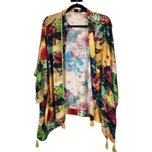 Soft Surroundings Amora Topper Kimono Jacket Multicolor Floral Women's One Size